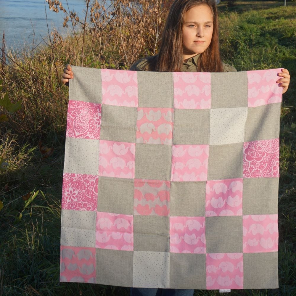 Patchworkdecke Wolle&Tragetuch in rosa