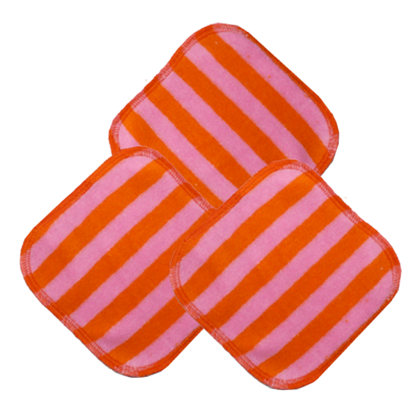 Abschminkpads Bambusviskose rosa-orange im Set (3 Stk.)