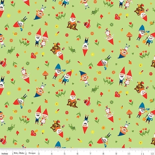 Stoffstück "Zwergengarten grün"