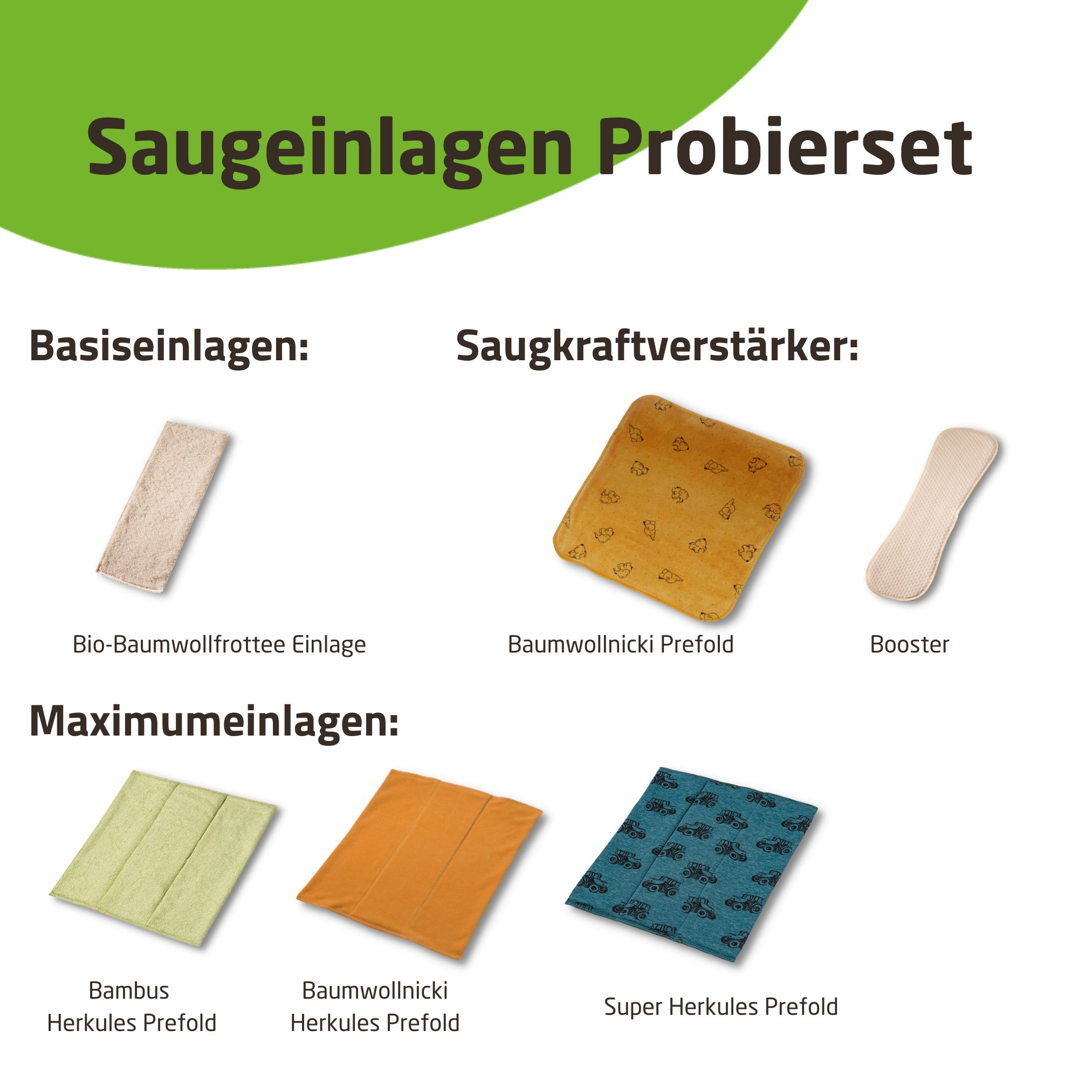 Saugeinlagen Probierset zum Kombinieren ab 4 kg