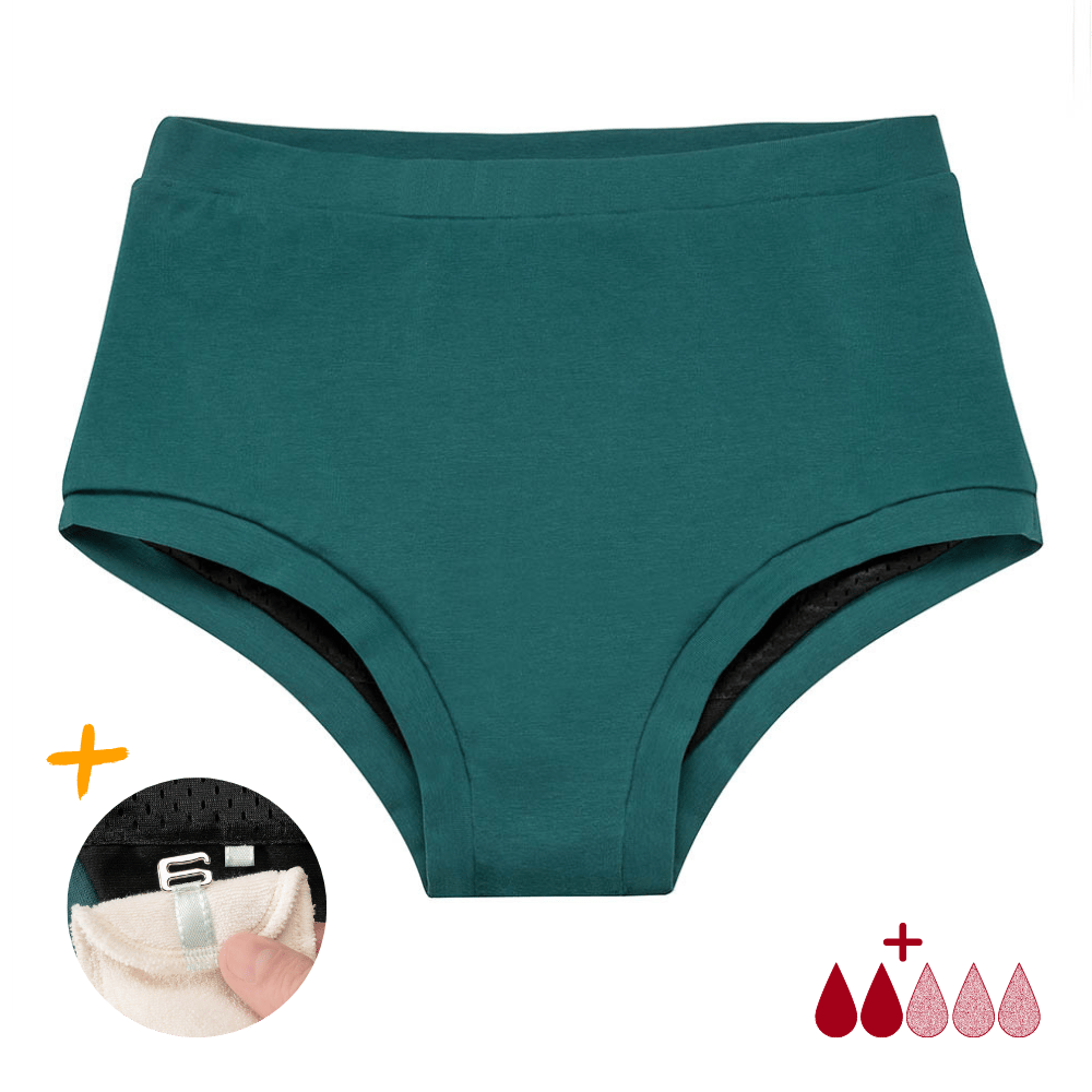 Periodenslip Highwaist leicht Plus Smaragd (Bio)