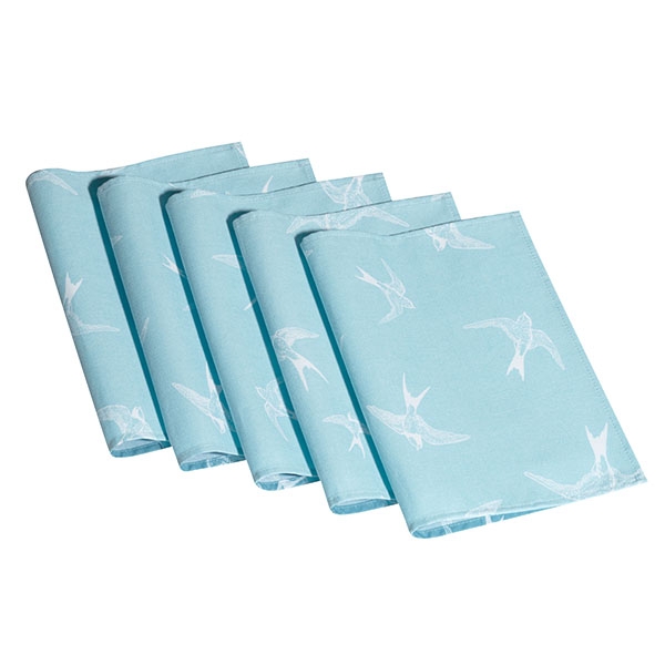 Cloth napkins "Schwalben" in a set (5 pieces, organic cotton)