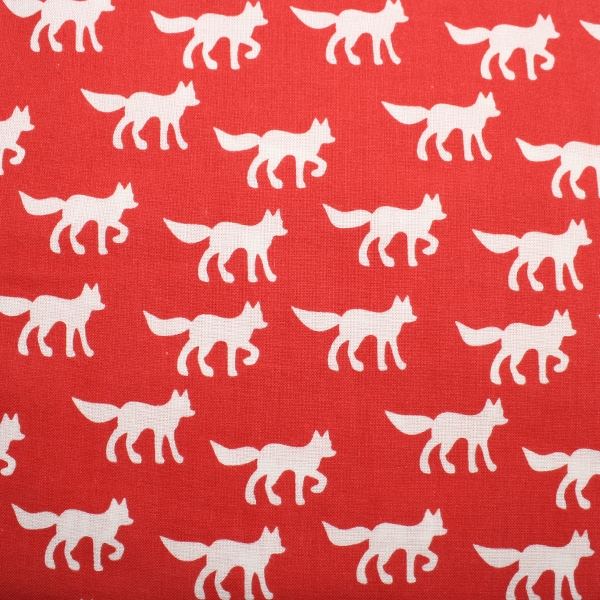 Fabric piece "Foxes on red