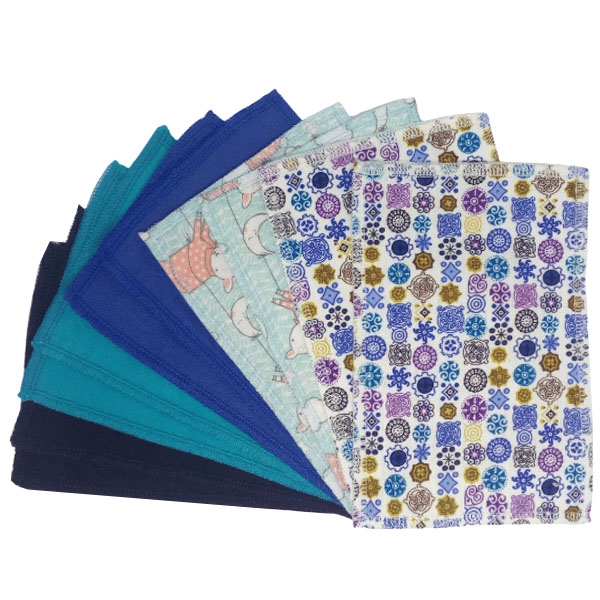 Toilet flannel wipes "Blaue Variation" in a set (10 pieces)