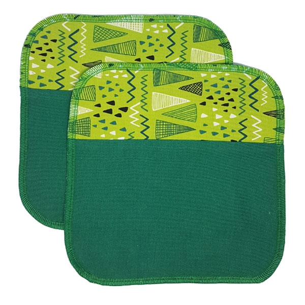 Organic cotton velour cloth wipes "Steppe" light green in a set (2 pieces)