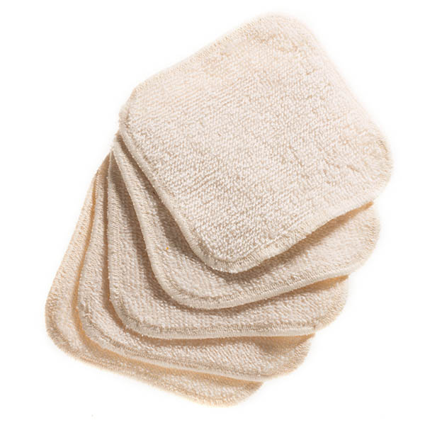 Organic cotton terry cloth make-up remover pads natural in a set (5 pieces)