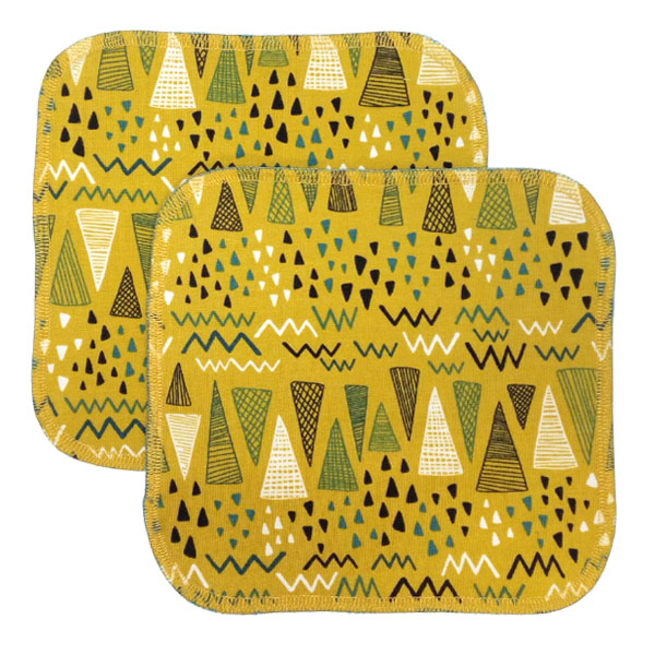Cotton velour cloth wipes "Steppe" mustard yellow in a set (2 pieces)