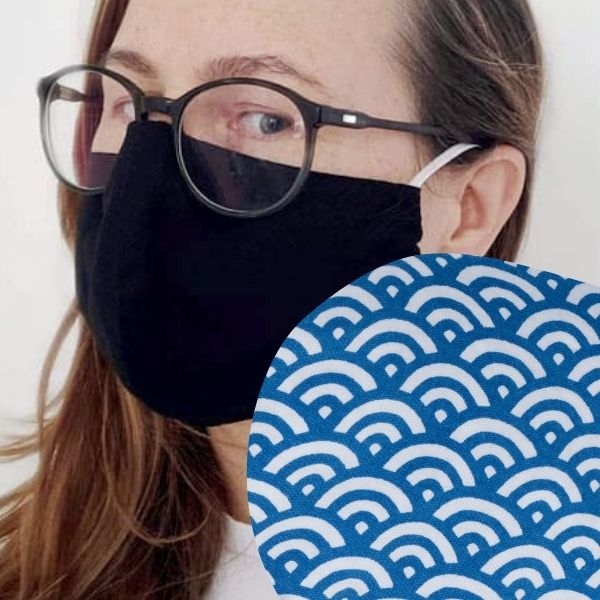 Mouth and nose mask "Blue Wonder" (organic cotton)